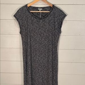 Talbots Black and White Striped Women tee shirt dress casual athletic large
